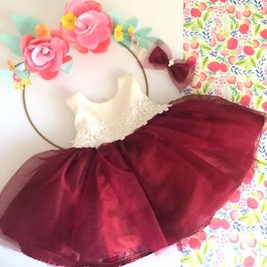 Boutique Special occasions Burgundy baby dress